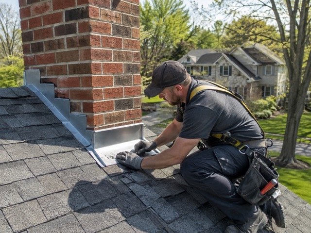 Chimney flashing repair in Bucks County, Pennsylvania